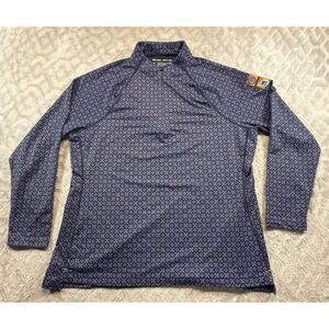 Peter Millar Essential Perth 1/4 Zip Womens XL Golf Pullover Sleeve Logo Blue